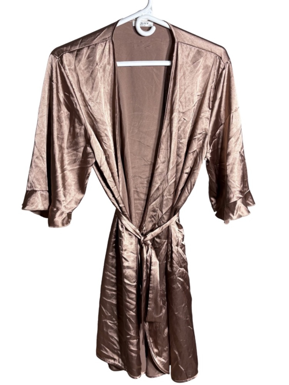 Ekouaer Rose Gold Satin Wrap Robe Size Large